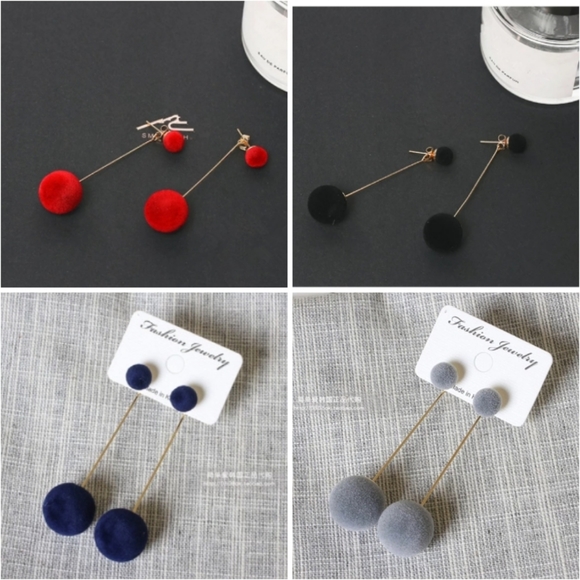 💖 New! Soft Velvet Pom-Pom Earrings 🤩 2 for $15 - Picture 2 of 6